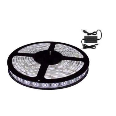 Imagem de Kit Fita Led Com 5 Metros 3528 Branco Frio Com Silicone E Fonte 12v 3a