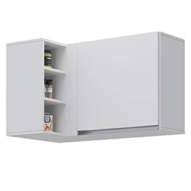 Imagem de Armário Aéreo De Canto Reto Com Nicho Adega Austin Branco - Lumil