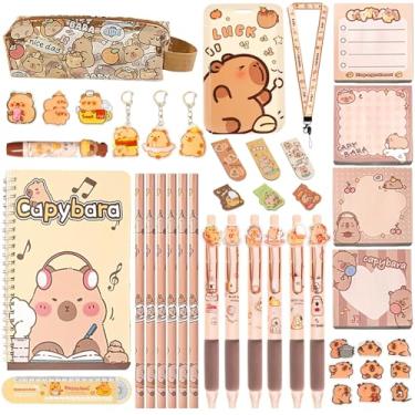 Imagem de Daphilly Lindo conjunto de artigos de papelaria Capivara, artigos de papelaria Kawaii,...