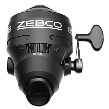Imagem de Zebco Carretel de pesca Spincast 808, todas as engrenagens de metal, alerta Quickset anti-reverso e mordida, pré-carregado com linha de pesca Zebco de 9 kg, pacote de moluscos, preto