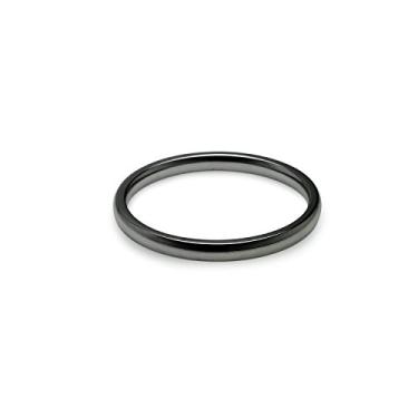 Imagem de Aliança de casamento masculina de aço inoxidável com ajuste confortável e joia Silverline 2 mm preta tamanhos de 5 a 14