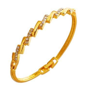 Imagem de Touchstone Pulseira elegante encantadora de Bollywood indiana feita à mão com cristal de strass em tom dourado ou prateado para mulheres., Metal