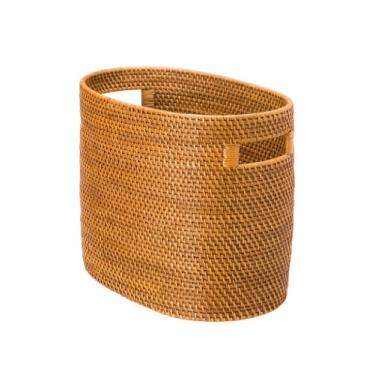 Imagem de KOUBOO Laguna Oval Rattan Porta-revistas, marrom mel, vime, 36,83 x 22,23 x 30,48 cm