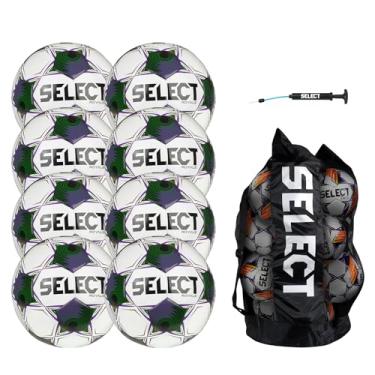 Imagem de SELECT Bola de futebol Royale, pacote de 8 bolas com bolsa esportiva e bomba de mão, branco/roxo/verde V25, tamanho 5