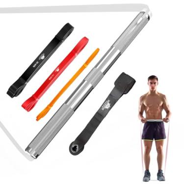 Imagem de Lights Mountain Mini barra de Pilates com 3 faixas de resistência – Bastão de treino de liga de alumínio de 43 cm para academia em casa, fitness, treinamento de força, alongamento de corpo inteiro