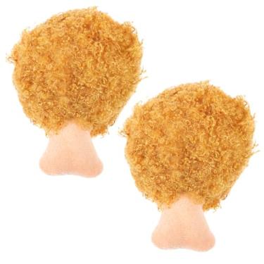 Imagem de Angoily 2 peças de brinquedos de pelúcia para filhotes, brinquedo de pelúcia com perna de galinha, brinquedos para dentição de cães, baquetas de pelúcia, brinquedos interativos para filhotes de