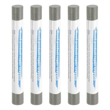 Imagem de HARFINGTON 5 peças de bastões de enchimento de madeira, cera de madeira, retoque de móveis, gizes de cera de reparo para madeira, cinza