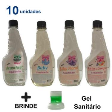 Imagem de Kit 10 Água de Passar Roupa Facilitador Aromatizador Água Cheiro 500ml