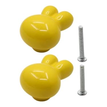Imagem de FLCPJGV Mini estatueta gaveta puxador porta maçaneta furo único armário escultura animal para banheiro quarto guarda-roupa cozinha, Amarelo