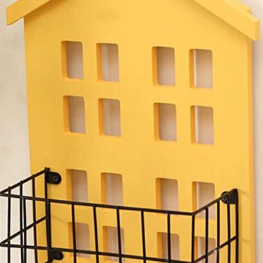 Imagem de Prateleira de Armazenamento de Parede Madeira Criativa Minimalista - Elegante Organizador Deco para Quarto e Sala - Rack Armazenamento Decoração Casa Moderna (Amarelo)