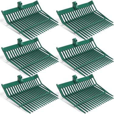 Imagem de Lasnten 6 peças de cabeça de substituição de garfo de estrume, cabeça de forcado de 18 dentes com parafusos e porcas, ancinho de estrume de cavalo para pegar grama e feno (verde militar)