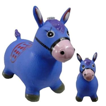 Imagem de Brinquedo Inflável Cavalinho Azul, Brinquedo Saltitante para Crianças, 2 Tamanhos