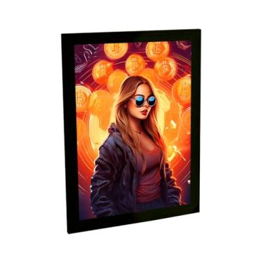 Imagem de Quadro Decorativo Criptomoeda Ilustração Dinheiro Empresaria Decoração Quarto Sala