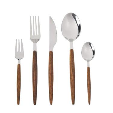 Imagem de Faqueiro 30 Peças em Inox Wooden Kenya