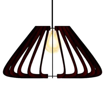 Imagem de Luminária Teto Tipo Pendente Macau Mdf Completa - Cor:preta