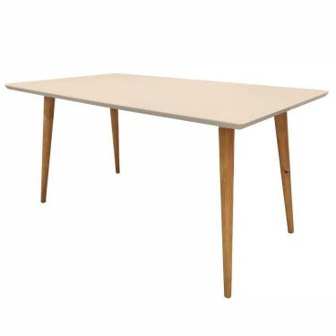 Imagem de Mesa De Jantar Retangular 160cm 6 Lugares Veneza C14 Off White-noce - Mpozenato