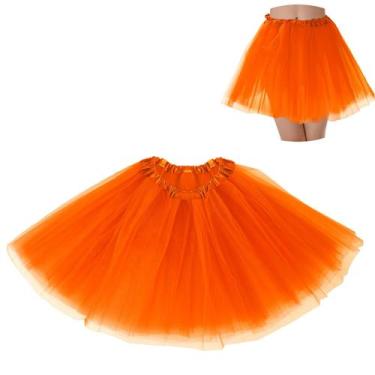 Imagem de Saia tutu BFONS para mulheres, tule laranja de 3 camadas