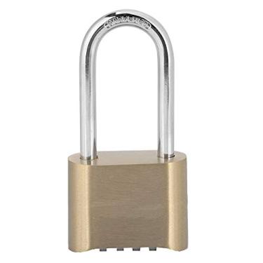 Imagem de 4 DIGIT DIGIT Senha Brass Lock Código de combinação Cadlock Seguro resetable Saytcase Luggage Lock for Travel Storage Warehouses Portas Material de latão 52x25x105mm