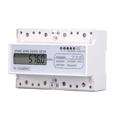 Imagem de Medidor de Energia 3 Fase 4 Fio 7p LCD KWH Wattmeter Consumo de Energia 35mm Montagem Trilho para Uso Industrial