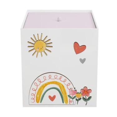 Imagem de Lixeira Kit Higiene MDF com Tampa Quarto Bebê Sunshine Arco Íris - Nen