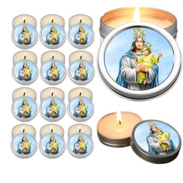 Imagem de 10 Velas Aromaticas Lembrancinhas Nossa Senhora D'Ajuda na Latinha Dec