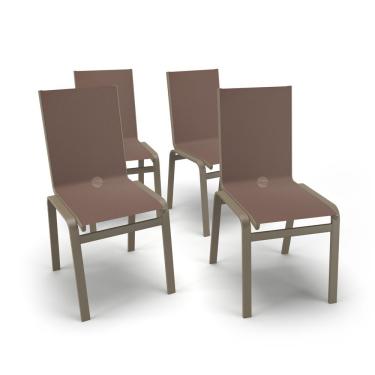 Imagem de Kit 4 Cadeiras Jantar Gourmet Alumínio Fendi Tela Marrom