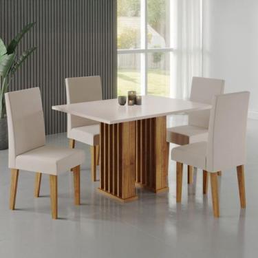 Imagem de Mesa de Jantar 4 Lugares Arezo Ripado Mel/Blonde/Pastel - Viero Móveis