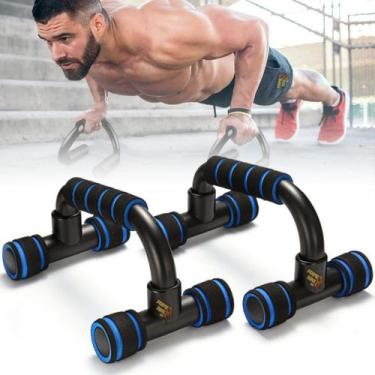 Imagem de Par Apoio Para Flexão Barra De Chão Ergonômica Exercício Fitness Peito