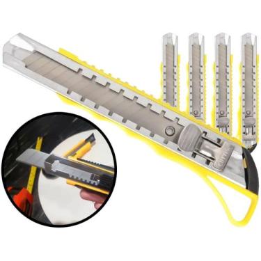 Imagem de Kit Estilete Profissional Com Trava De Segurança Lâmina Aço Carbono Pa