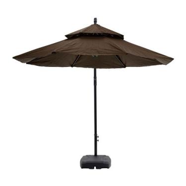 Imagem de Ombrelone Articulado Marrom de 2,7m em Poliéster Estrutura em Alumínio
