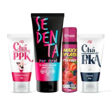 Imagem de Kit Sexshop Casal Oral Vibrante Gel Excitantes Efeito Adstringente Efeito Gela Prolongador Masculino