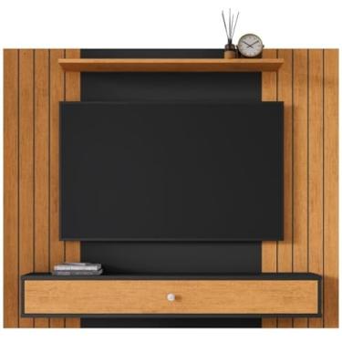 Imagem de Painel Ripado Para Tv 43 Polegadas Berlim Com Gaveta Casa Jd (Preto Ripado)