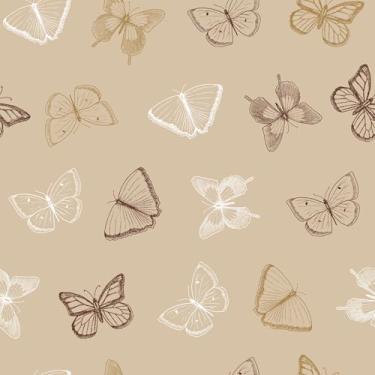 Imagem de Papel De Parede Adesivo Tom Sala Bege Borboleta 12m