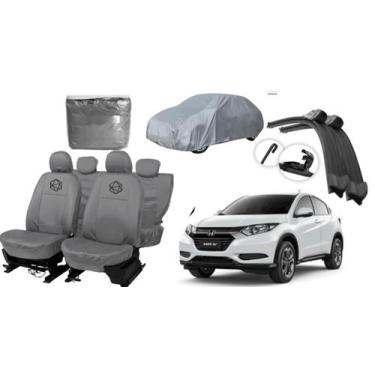 Imagem de Jogo de capa HR-V couro cinza + limpador brinde - ferro tech br