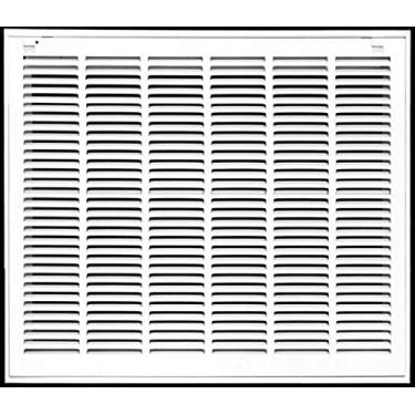 Imagem de Grade de filtro de ar de retorno de aço de 81 cm x 81 cm para filtro de 2,54 cm - abas de plástico fáceis para rosto/porta removíveis - cobertura de duto HVAC - face plana estampada - branco [dimensões externas: 83,75 W X 33,75 h]