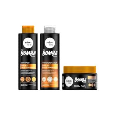 Imagem de Salon Line, Kit Shampoo + Condicionador + Máscara Capilar, SOS Bomba, Força e Engrossamento, Veganos - Para Todos os Tipos de Cabelos, 300 ml e 300 g