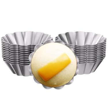 Imagem de Conjunto de 24 peças Puto Molder Filipino - 10 x 3,3 cm Forma de Onda Puto Copos para Vaporizador Filipino - Moldes de Aço Inoxidável 304 Copos de Assar Durável e Reutilizável para Vaporizador