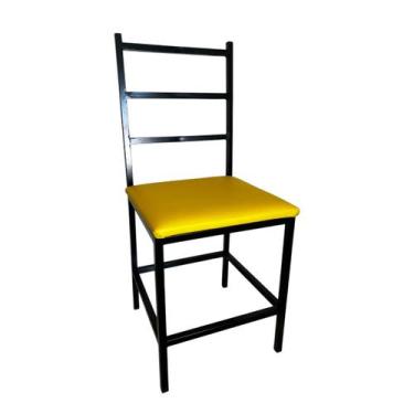 Imagem de Cadeiras Industrial Decoração Cozinha área externa Ana Assento Amarelo
