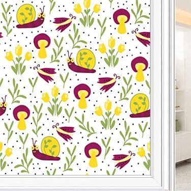 Imagem de Película de janela de privacidade de flores, textura de estilo floral, filme de vidro para sala de estar e escritório em casa, L90 x C 190 cm