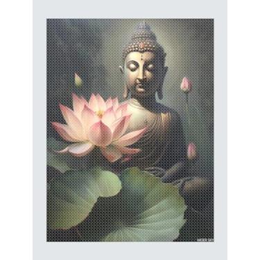 Imagem de Kits de pintura de diamante DIY flor de lótus, presentes para adultos, melhora a paciência e a concentração, pintura de diamante redondo ponto cruz para casa de artistas religiosos, 30,5 x 40,6 cm