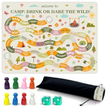 Imagem de Camping Bach Adult Drinking Board Bachelorette Party Game, Camp Rubber Mat Drinking Board Game for Boys and Girls, Camping Party Game or Interactive Drinking Game for Family Party,2-8 Players, 21+
