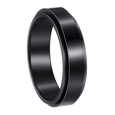 Imagem de Udolfly Anéis fidget masculinos, anéis giratórios de ansiedade, anéis de corrente clássica para mulheres e adultos, anel de aço de titânio, 13, Metal, Sem pedra preciosa