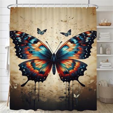 Imagem de Cortina de chuveiro de flores para banheiro, tecido de poliéster estampado, cortina de chuveiro para banheira com ganchos, SK4753, L90 x A180 cm, 35 x 70 pol.