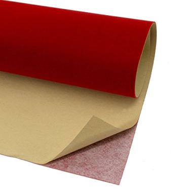 Imagem de Revestimento de veludo autoadesivo para revestimento de flocagem de joias em tecido artesanal com revestimento de rolo (VERMELHO)