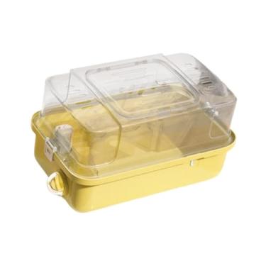 Imagem de IEUDNS Gaiola para hamster de saída, recipiente para habitat, estojo portátil para transporte de hamster, gaiola para pequenos animais, gerbilos, pequenos, Amarelo