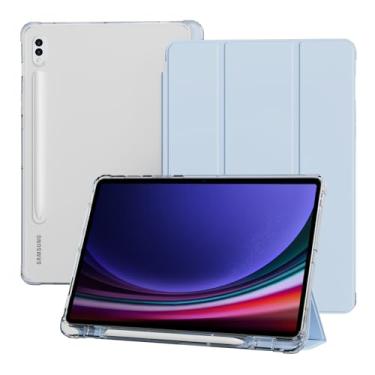 Imagem de KVTVOU Capa para Samsung Galaxy Tab S8/S7 (11 polegadas, 2022/2020) com suporte para S Pen, capa protetora com suporte triplo e capa traseira translúcida de policarbonato rígido, suporta carregamento