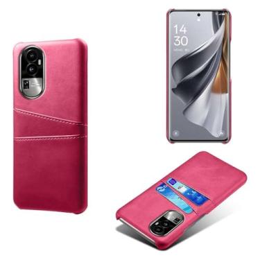 Imagem de Capas Compatível com OPPO RENO 10,tampa protetora de couro falso,design de saco de cartão com 2 fendas de cartão atrás,proteção anti-impressão digital e anti-gota-Rose Red