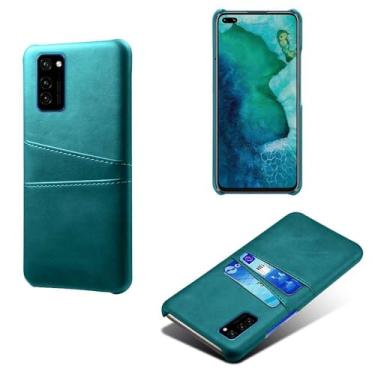 Imagem de Capas Compatível com Honor V30 Pro,Caso de couro PU-Tampa de telefone a prova de choque com 2 slots de cartão,Proteção anti-impressão digital e anti-gota-Green