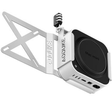 Imagem de AODUKE Com trava de segurança combinada 2024 Mac Mini M4 VESA Suporte de montagem para monitor de computador adaptador de placa de extensão de rack de servidor antirroubo, compatível com distância de