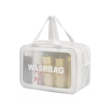 Imagem de Necessaire Bolsa Viagem Com Zíper 2 Divisória Maquiagem Cosméticos Was